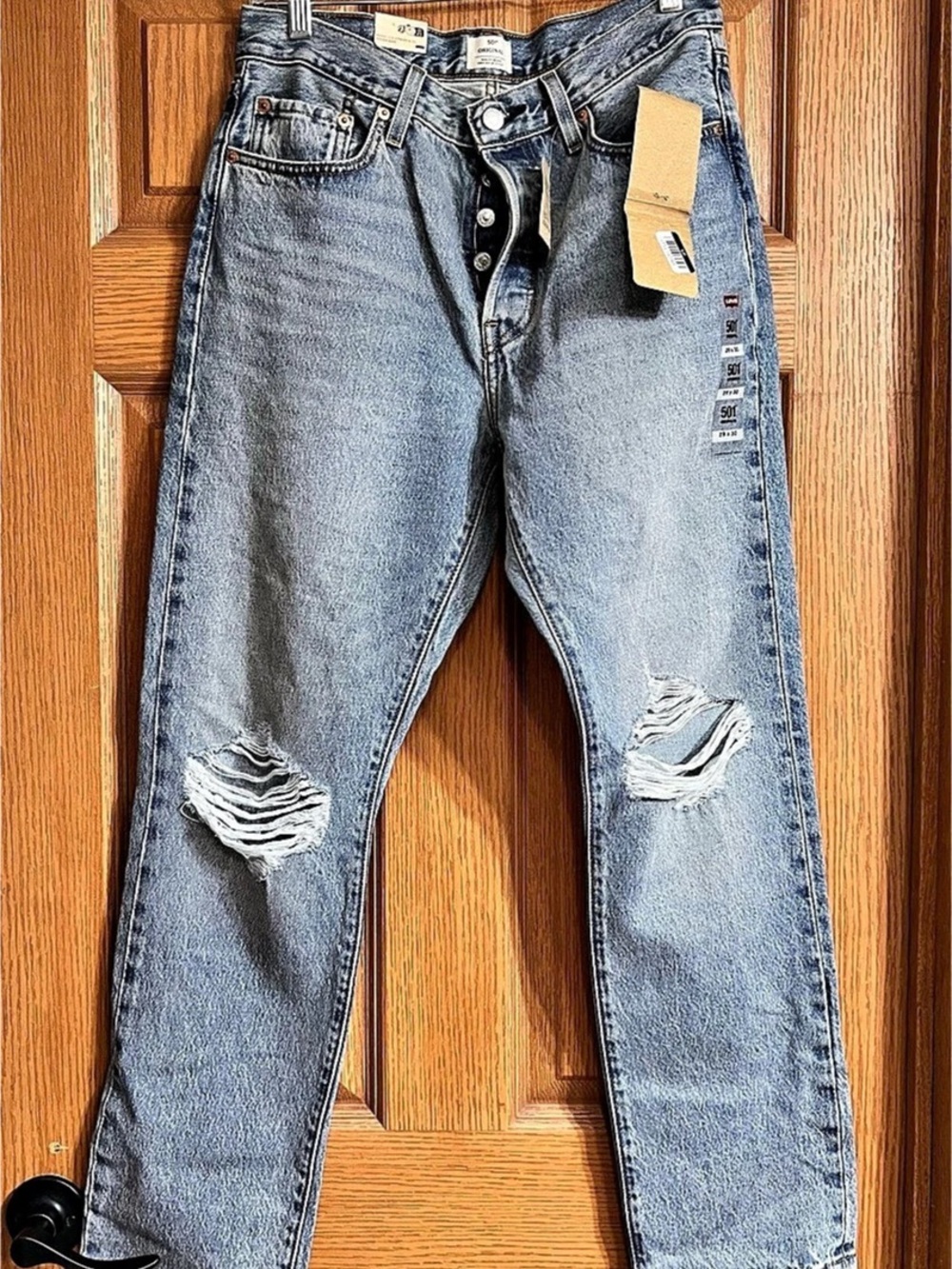 Levi's 501 Original Distressed Straight Leg Jeans